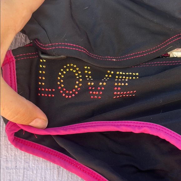 Y2K Xhilaration Black and Pink Bikini with Boyshort Bottoms & Strapeless Top - Picture 3 of 5